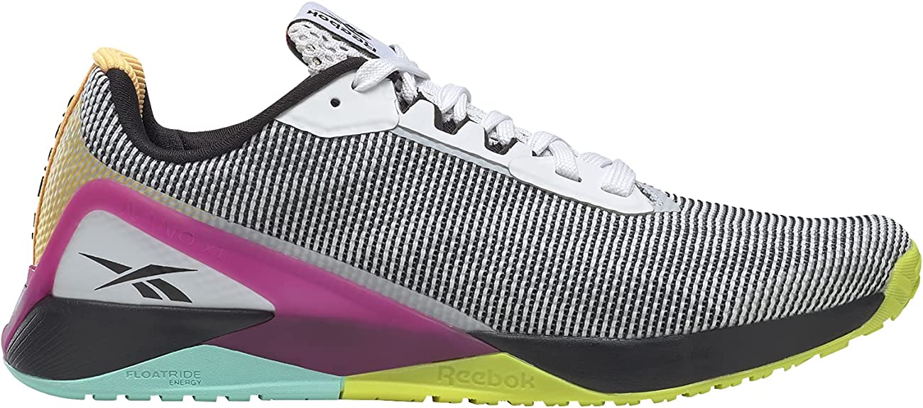 Women's Reebok Nano X1 Grit, White/Black/Pursuit Pink, 10 B Medium