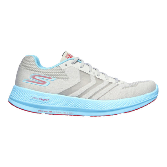 Women's Skechers Go Run Razor +, Grey/Aqua, 8 B Medium