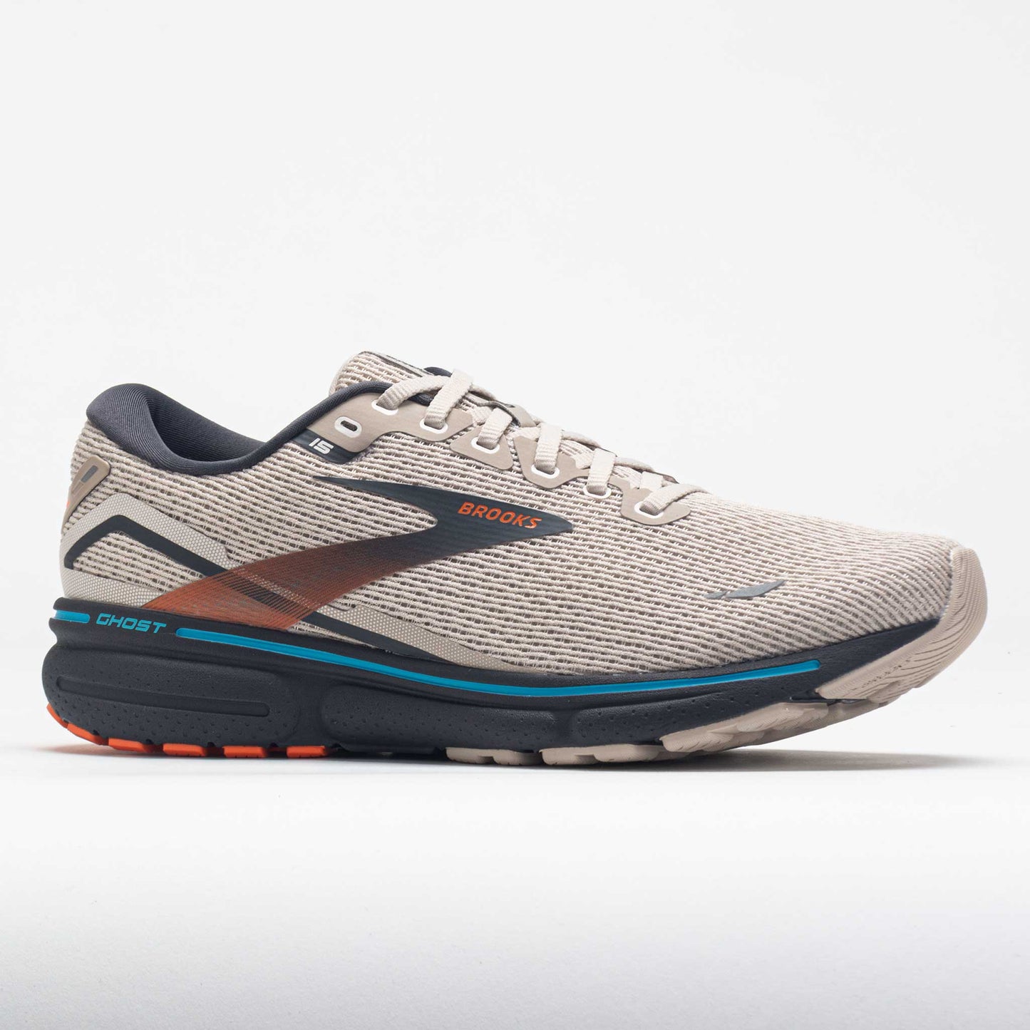 Brooks Ghost 15 Men's  White Sand/Red Orange/Blue