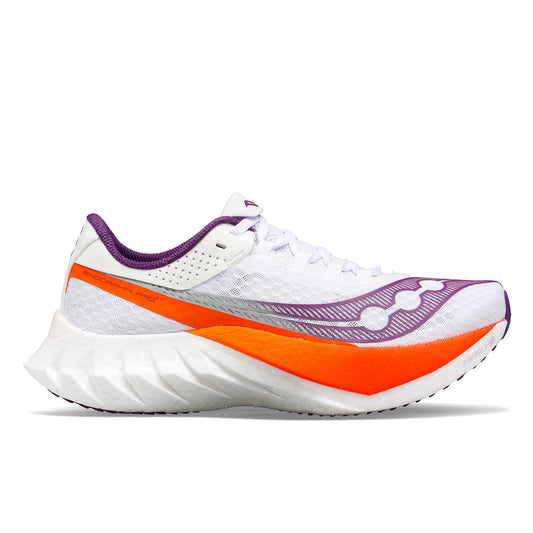 Women's Saucony Endorphin Pro 4, White/Violet, 11 B Medium